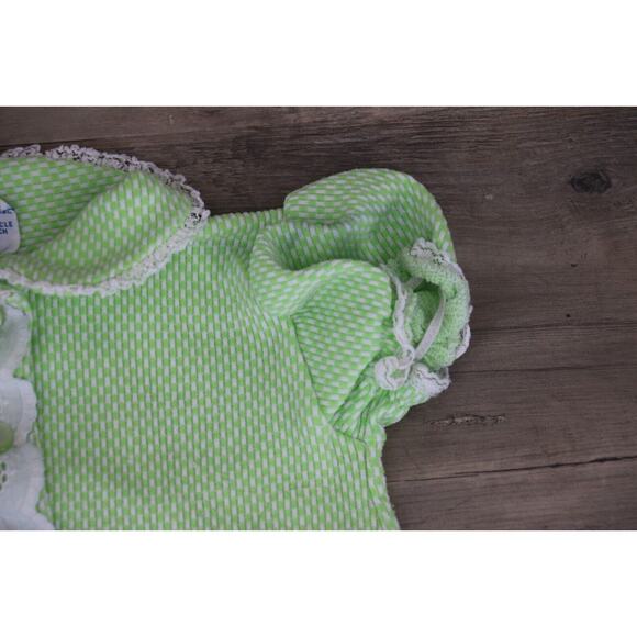 VINTAGE Baby Bliss Collared Button Down Ribbed Shorts Romper Sz Large 3 Months - Picture 3 of 7